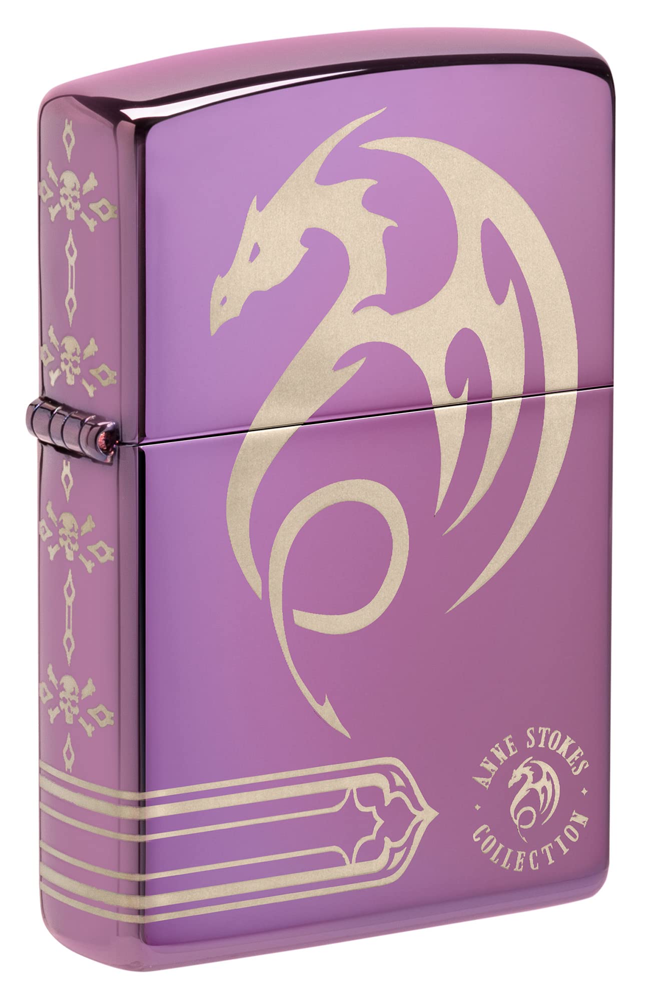 Zippo Anne Stokes Laser 360 High Polish Purple Pocket Lighter - Gothic Design Windproof Refillable Lighter for Collectors, Smokers & Outdoor Use (Camping, Hiking, Survival)