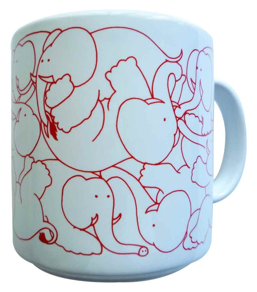 Taylor & Ng Animates Red Daytime Elephants Ceramic Coffee Mug - Perfect for Home, Office & Gift Giving