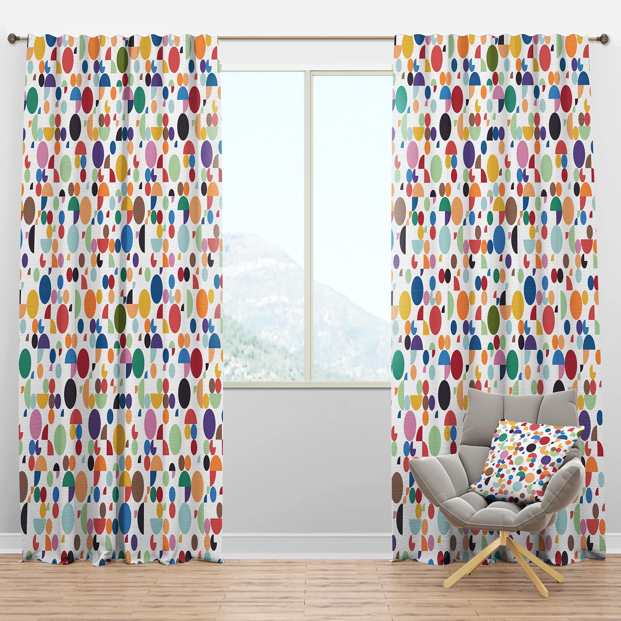 DesignQ Blackout Curtains - Retro Abstract Circular Pattern Thermal Insulated Room Darkening Drapes for Bedroom & Living Room (52x120, Single Panel) - Perfect for Home Decor, Light Blocking & Energy Saving