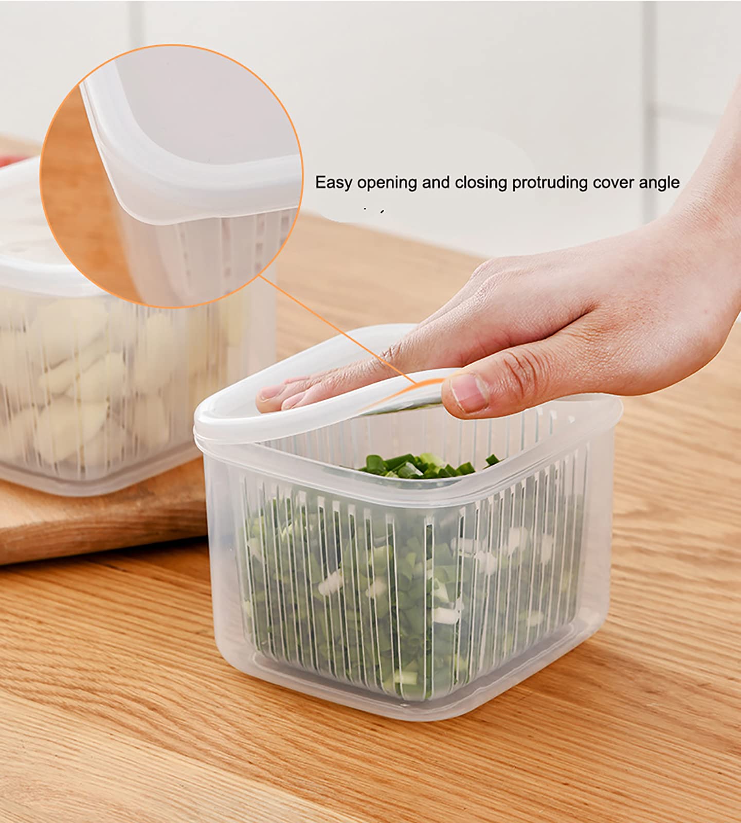 2 Pack BPA-Free Vegetable & Fruit Storage Containers with Leak-Proof Lids - Fresh Produce Saver for Berries, Grapes & Salad - Perfect for Fridge Organization & Meal Prep
