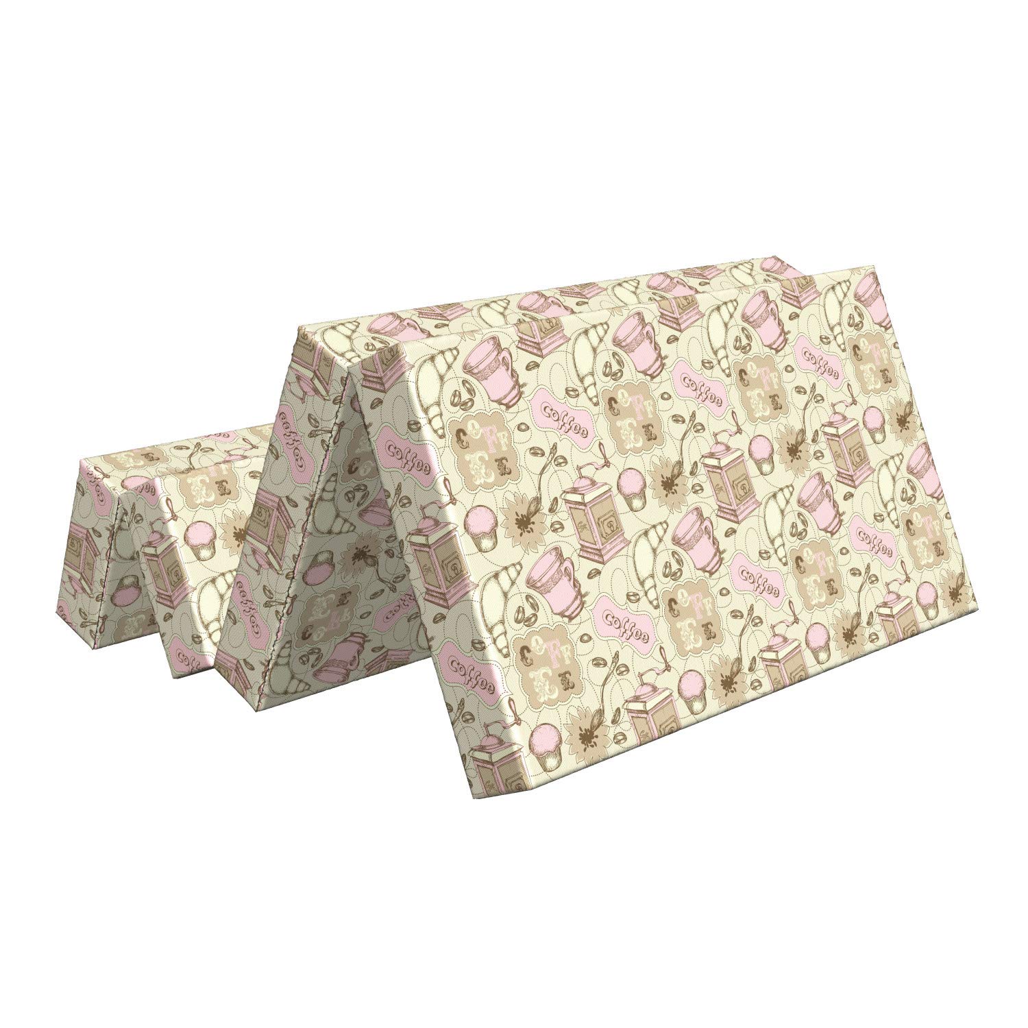 Ambesonne Abstract Foldable Mattress - Tea Pots & Cups Design, 78.7