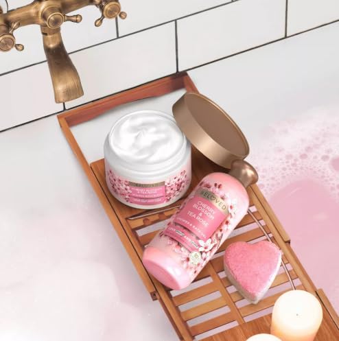 Cherry Blossom & Tea Rose Exfoliating Body Scrub - 10 oz Natural Skincare for Soft, Smooth Skin | Perfect for Spa Day & Self-Care Routine