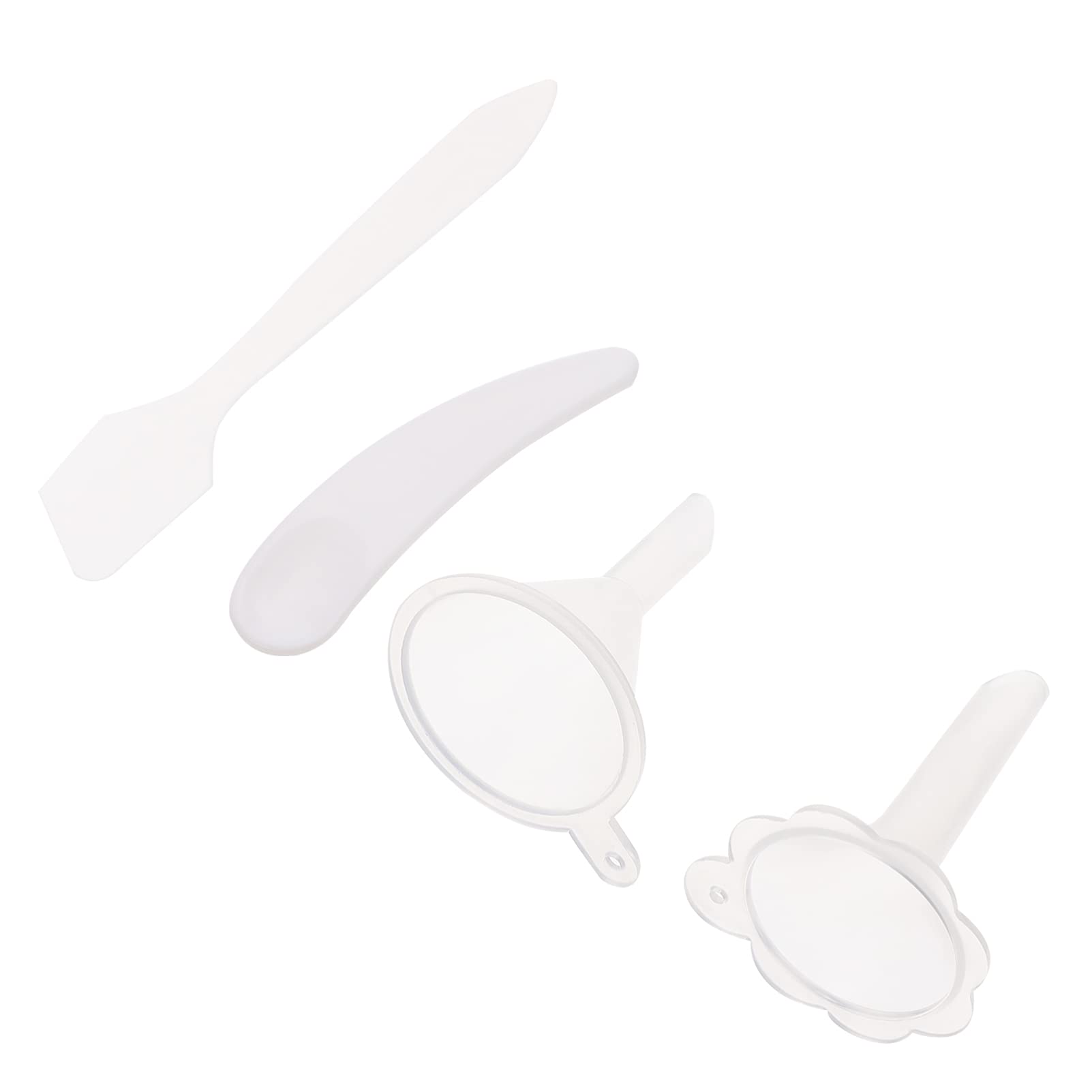 EXCEART 200pcs Mini Plastic Makeup Spatula Spoon & Small Funnel Set - Cosmetic Cream Mixer Tools for Facial Cream, Lip Gloss, DIY Beauty (Perfect for Home Salon, Professional Makeup Artists)
