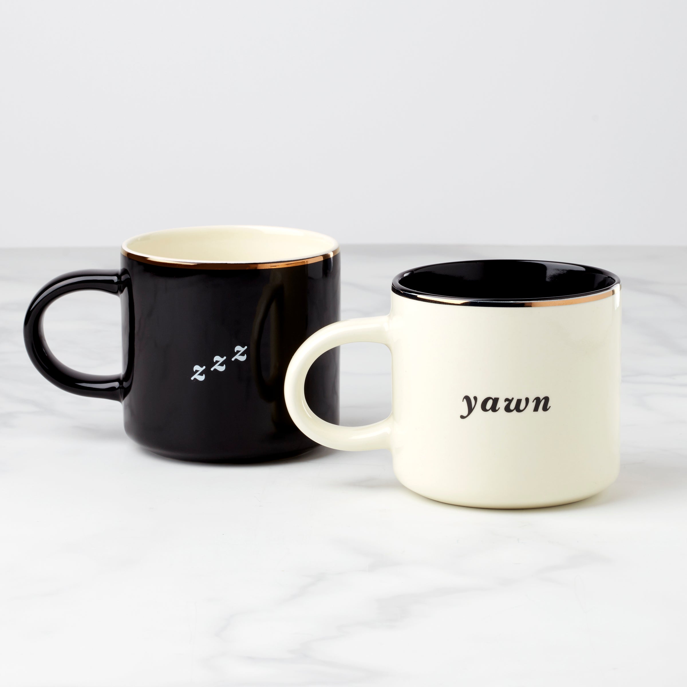 Two of a Kind Yawn & Zzz Mugs Set of 2 - Funny Coffee Cups for Couples, Best Friends & Siblings - Perfect for Morning Coffee, Tea or Hot Chocolate at Home or Office