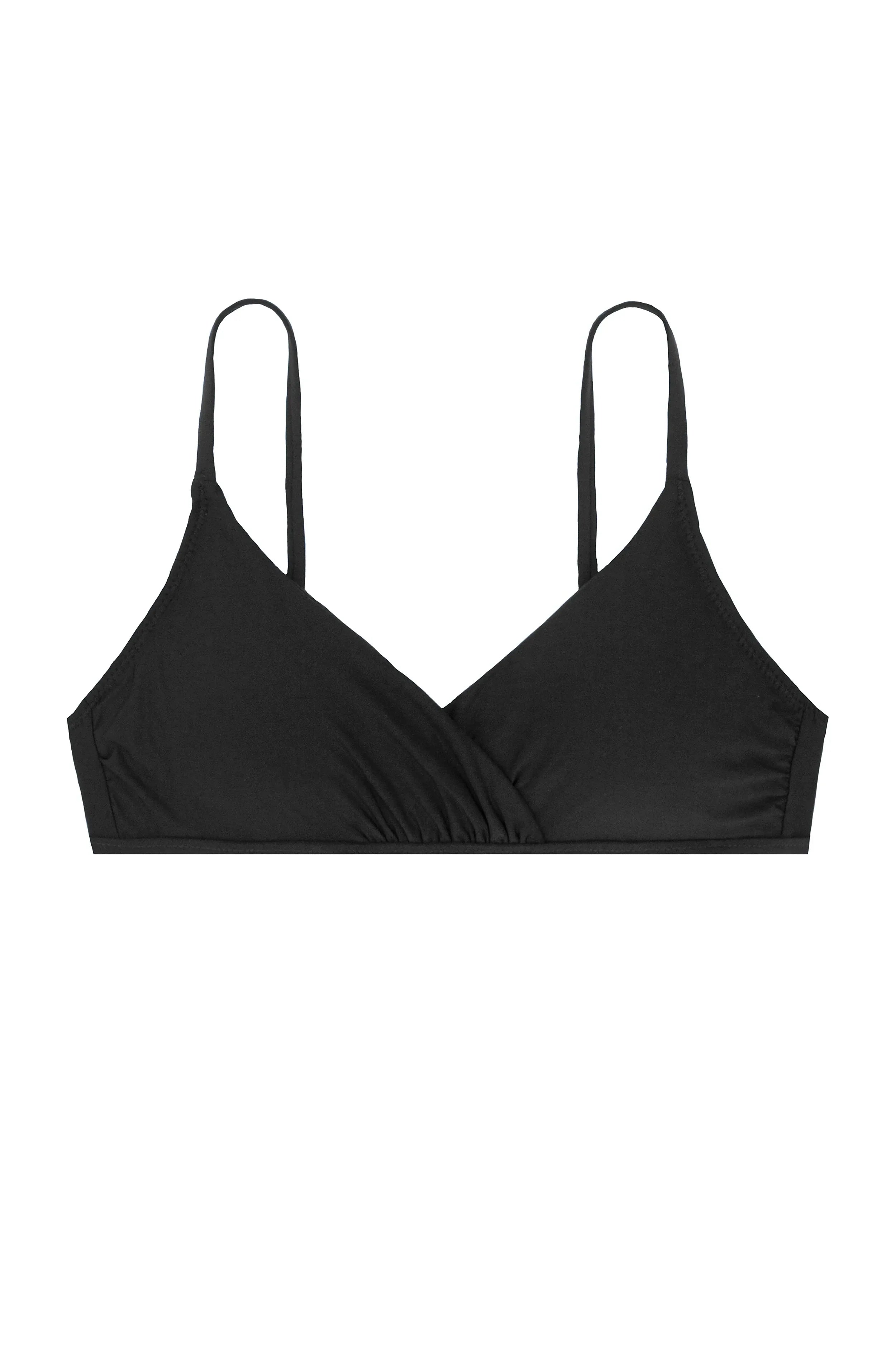 Shirred Crossover Bra for Women - Comfortable Wireless Support in Black | Perfect for Yoga, Lounge & Everyday Wear