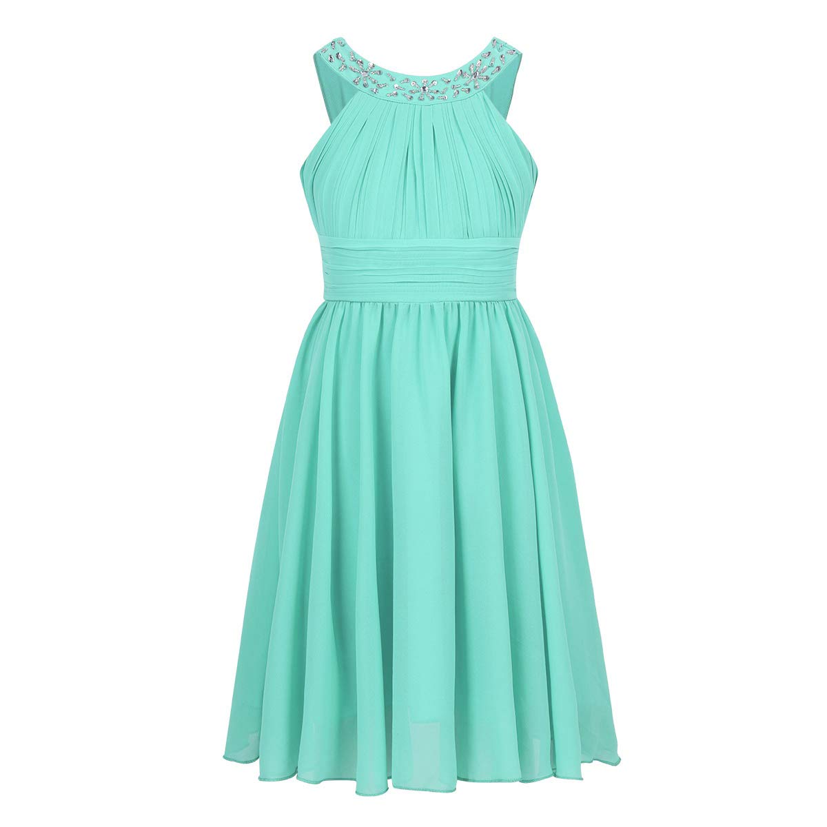 **Flower Girl Dresses for Weddings - Sleeveless Chiffon Halter Bridesmaid Gown for Kids Birthday Party & Formal Events**    *Perfect for weddings, birthday parties, baptisms, and other special occasions!*
