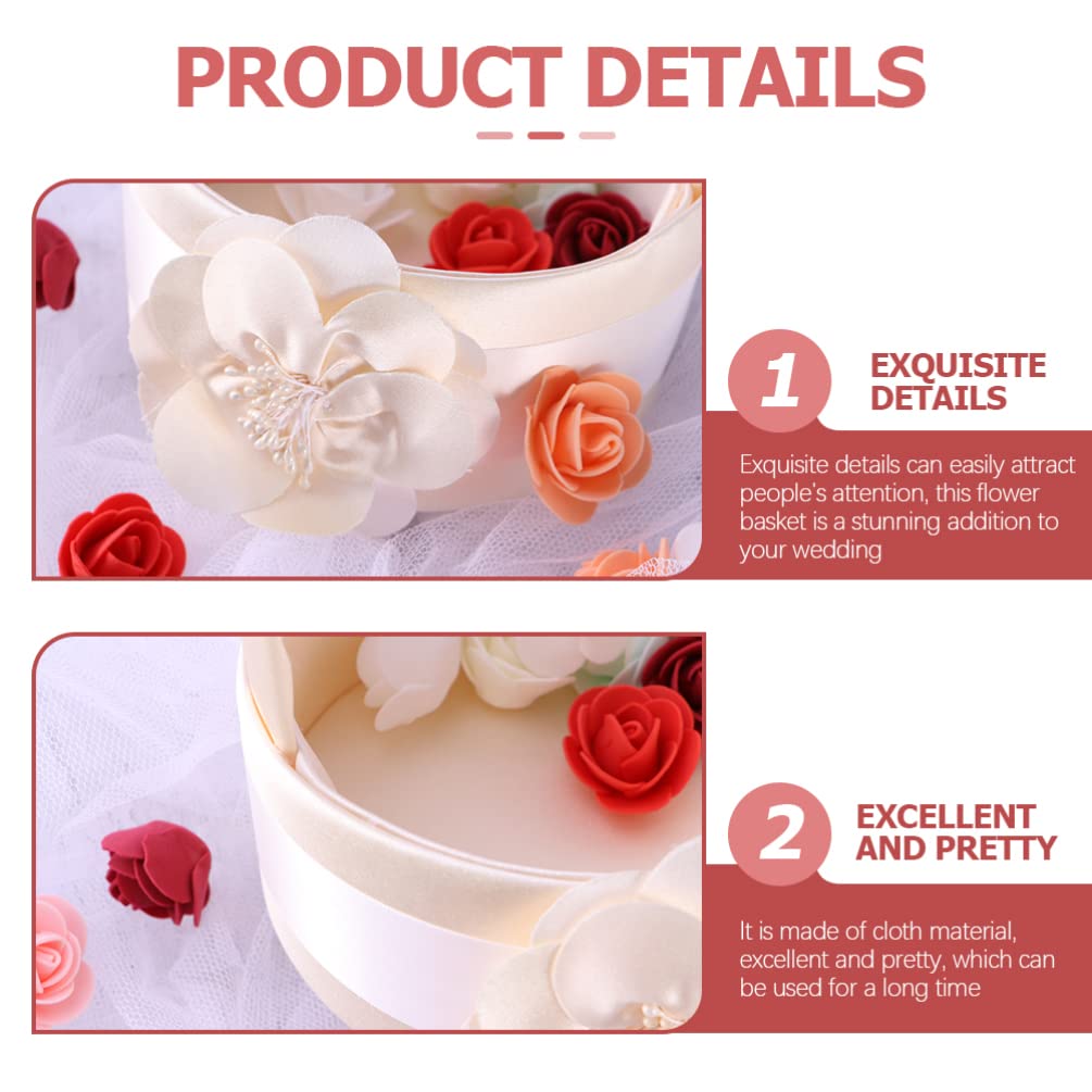 STOBOK 2-Pack Rustic Wedding Flower Basket Set - Flower Girl Basket with Rings Holder, Perfect for Petals & Bouquets - Ideal for Wedding Ceremonies, Bridal Showers & Flower Girl Processions