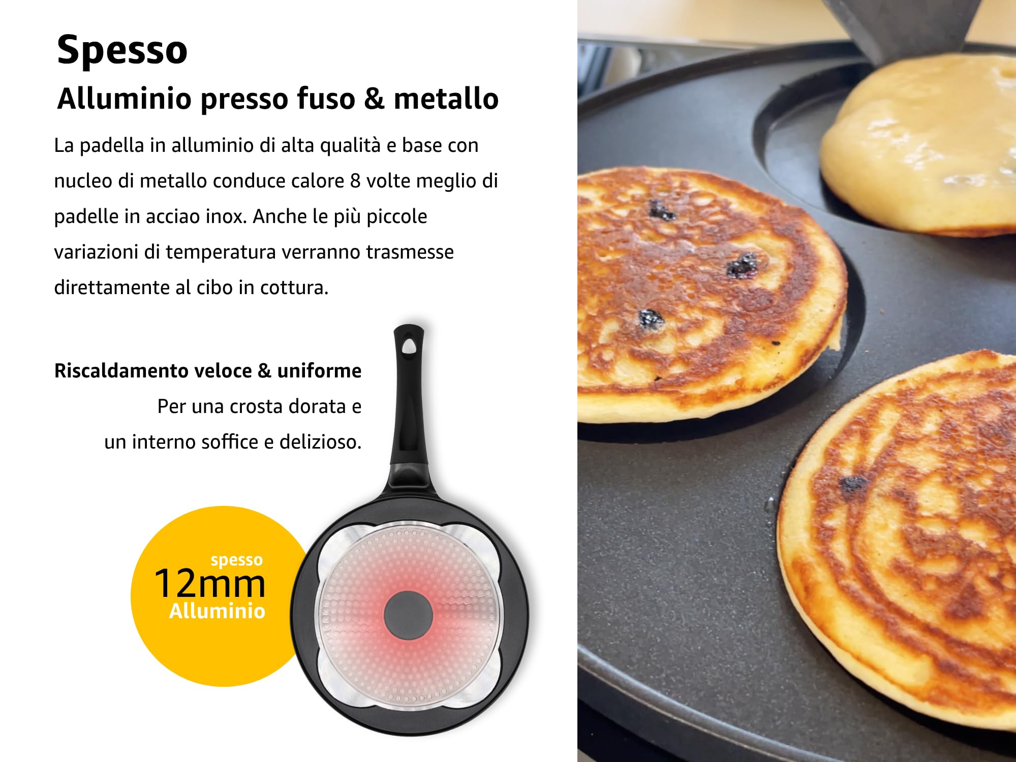 Endusor Non-Stick Induction Pancake Pan - 26cm Diameter for Gas, Ceramic, Electric & Halogen Stoves | 4-Mold Plate for Pancakes, Fried Eggs, Omelets & Poffertjes | Perfect for Breakfast, Brunch & Family Cooking