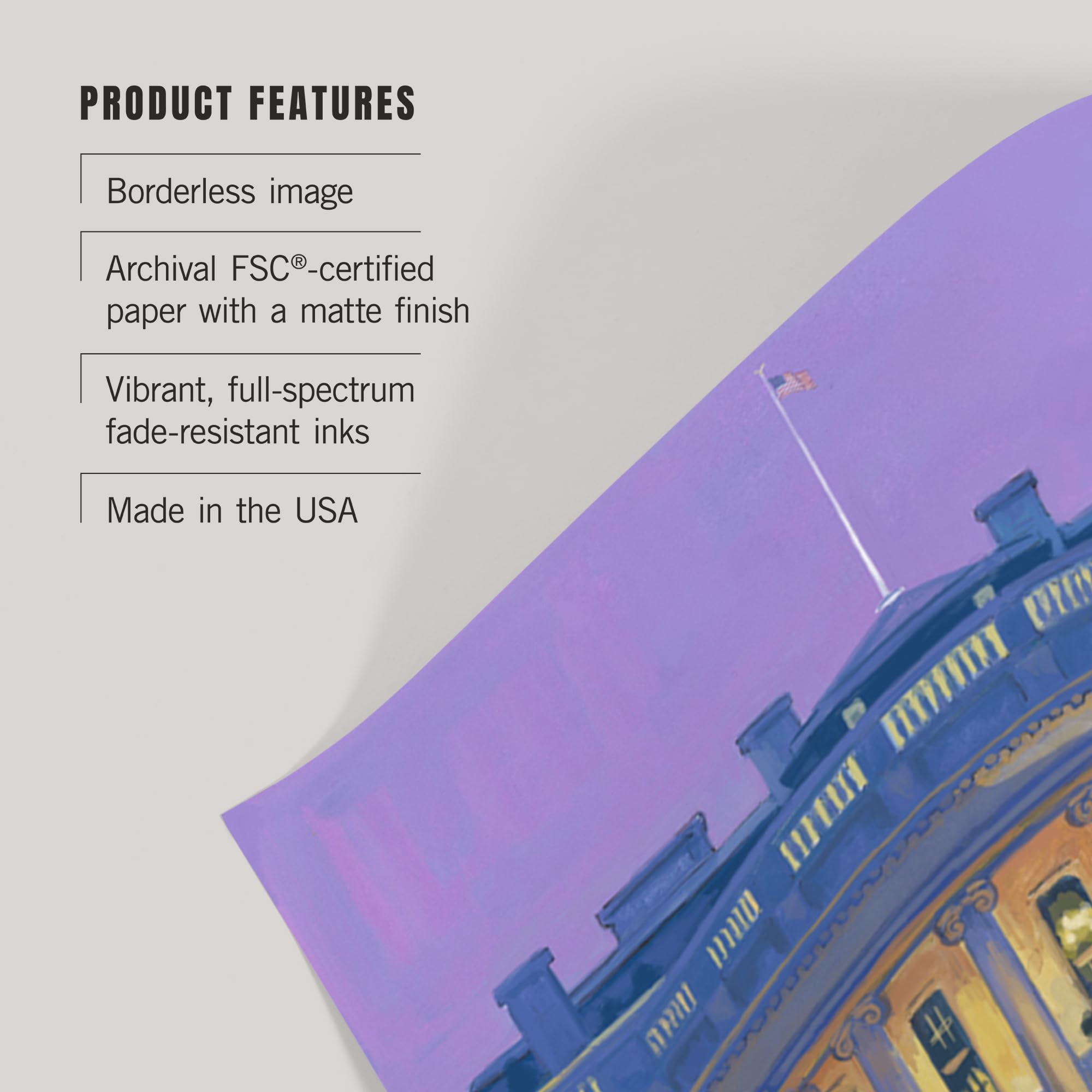 Lantern Press 36x54 Inch Giclee Art Print - Premium Washington DC White House Wall Decor - Perfect for Living Room, Office & Home Decoration