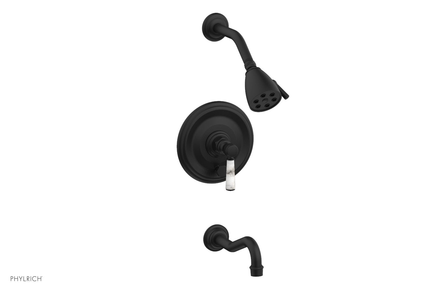 HENRI Pressure Balance Tub and Shower Faucet Set - White Marble Lever Handle 161 28 for Bathroom & Shower Installation | Modern Matte Finish, Easy to Install, Durable Design