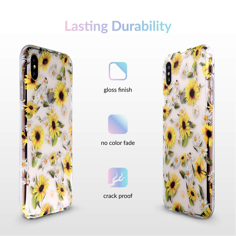 Velvet Caviar iPhone Xs & iPhone X Case - Cute Clear Protective Phone Cover with Sunflower Daisy Floral Design for Women & Girls (Yellow) - Perfect for Everyday Use, Gifts & Fashion Accessories