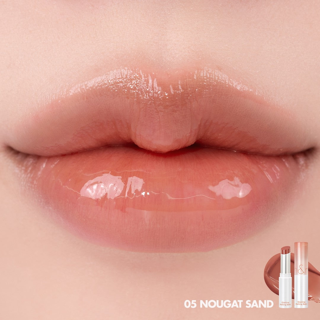 rom&nd Glasting Melting Balm - 05 Nougat Sand (3.5g) Hydrating Tinted Lip Balm for Soft Shiny Lips - Perfect for Daily Moisture & Natural Makeup Look