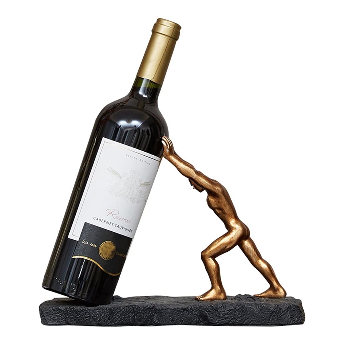 Creative Man-Shaped Wine Bottle Holder Sculpture - Tabletop Wine Rack with Base for Kitchen, Bar & Dining Room Decor - Unique Wine Storage & Display for Home Decor