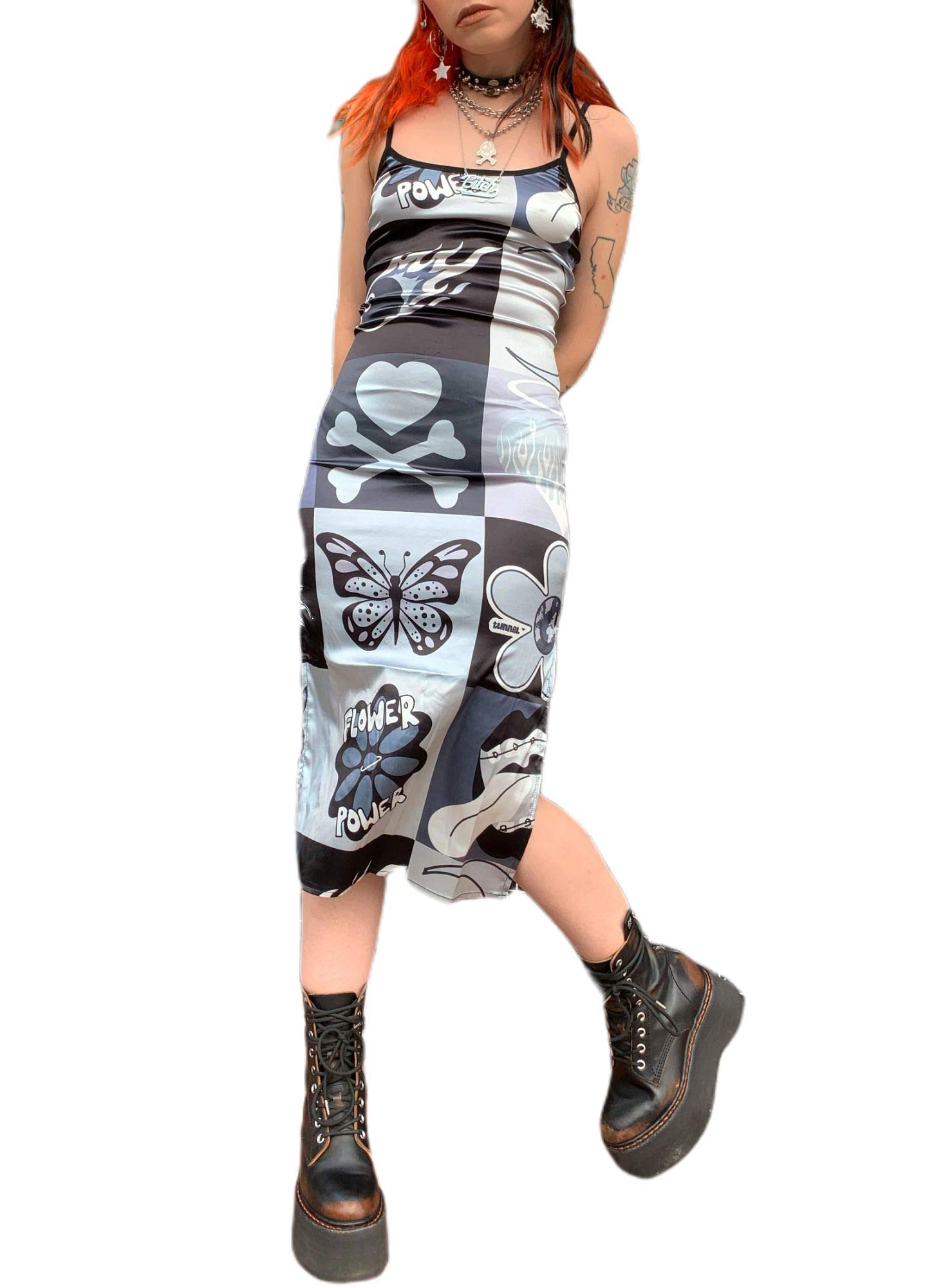 Vintage Floral Print Sleeveless Bodycon Dress for Women - Y2K Slim Fit Split Mini Dress 90s Retro Summer Outfit - Perfect for E-Girl Fashion, Parties, and Casual Streetwear