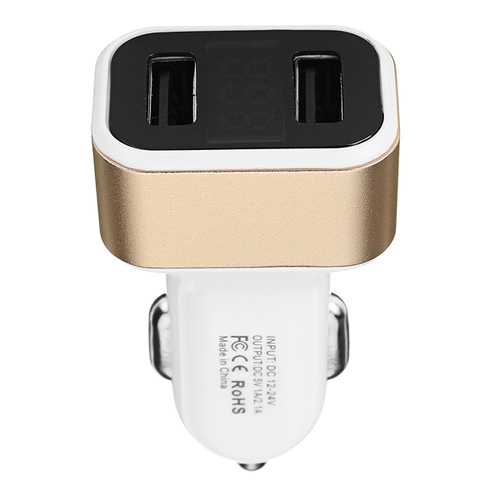 Bakeey 3.1A Dual USB Car Charger with LED Voltage Display - Fast Charging for iPhone, Samsung, iPad, Tablets - Perfect for Road Trips & Daily Commute