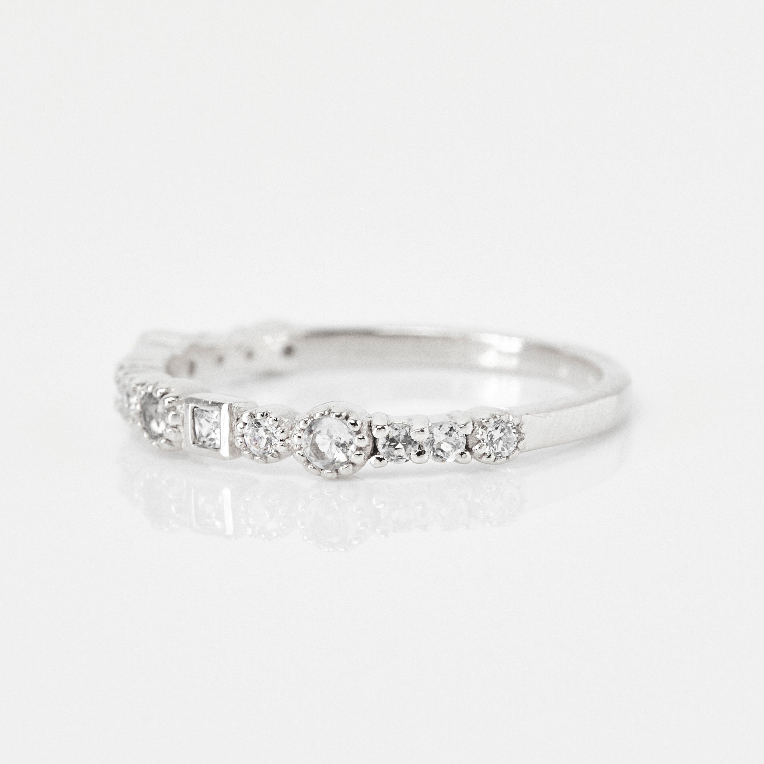 Diamond Constellation Eternity Ring for Women - 14K White Gold Wedding Band with Sparkling Stones - Perfect for Anniversary Gifts & Romantic Occasions