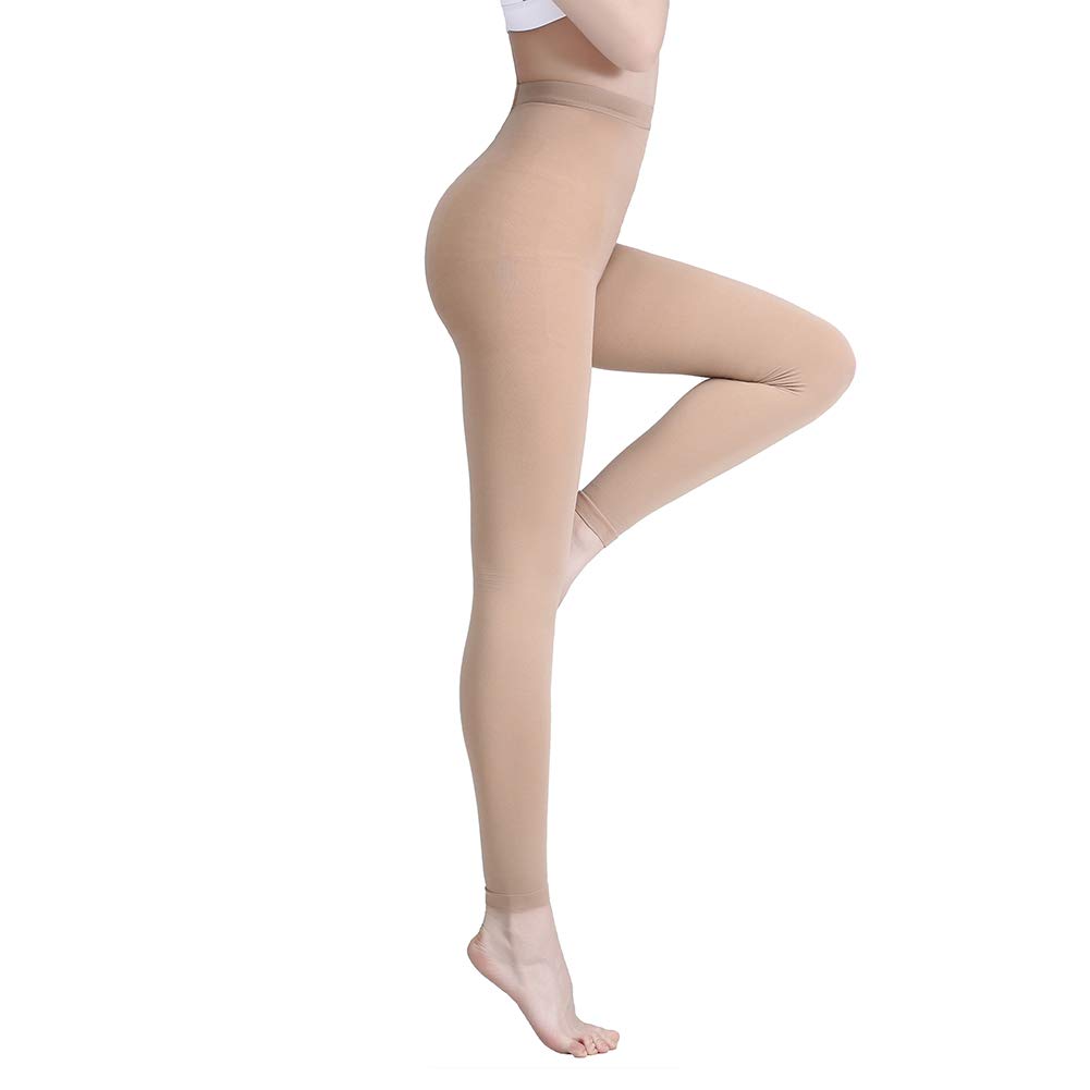 AMZAM® 15-20 mmHg Medical Compression Pantyhose for Women & Men - Graduated Support Leggings for Edema, Varicose Veins & Post-Surgery Recovery - Opaque Footless Waist-High Stockings (Beige, 3XL) - Ideal for Travel, Work & Daily Comfort