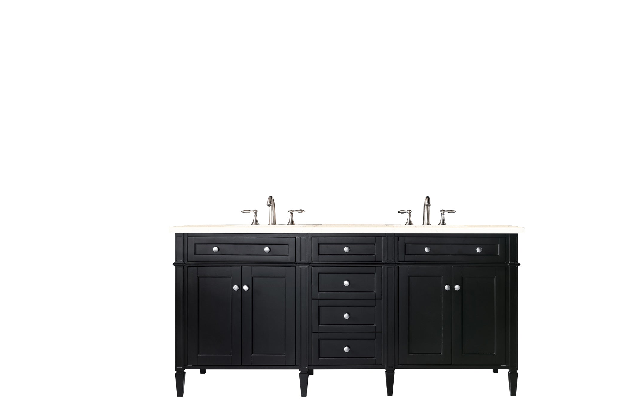 Brittany 72-Inch Black Onyx Double Vanity with 3CM Eternal Marfil Quartz Top - Luxury Bathroom Vanity for Modern Master Bath & Powder Room