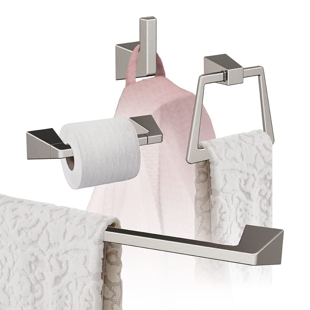 Amerock Brushed Nickel Blackrock 24-Inch Towel Bar Bathroom Accessories Set - 4 Piece Bath Hardware for Modern Bathrooms, Spa & Guest Room Decor