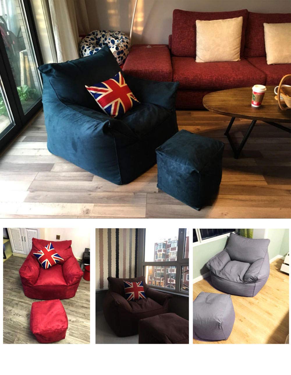 XXL Bean Bag Chair for Adults - Extra Large Lazy Sofa Chair with Removable Cover (Inner Filling Not Included) - Comfortable Lounge Furniture for Living Room, Bedroom & Game Room - Beige