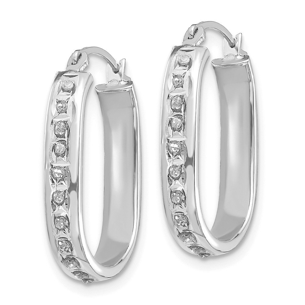 14K White Gold Diamond Hinged Hoop Earrings for Women - Elegant Square Design by Jewels By Lux | Perfect for Weddings, Parties & Special Occasions
