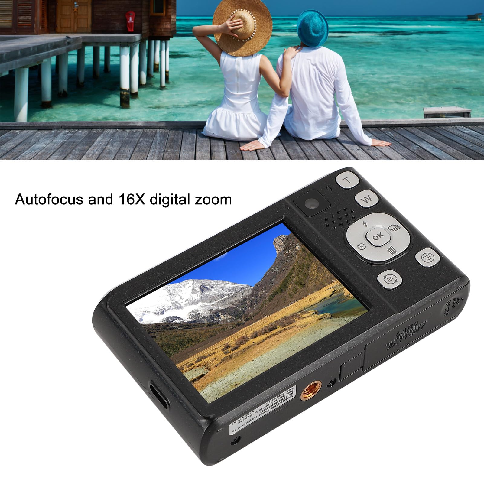 Best Digital Camera for Travel - Compact & Portable Dual Camera for Camping, Hiking & Outdoor Adventures (Black) - Perfect for Vlogging & Photography