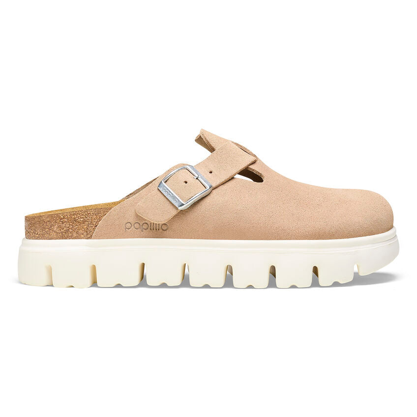 Birkenstock Boston Soft Footbed Sandals - Chunky Suede Leather in Warm Sand | Comfortable Unisex Clogs for Home, Office & Casual Wear