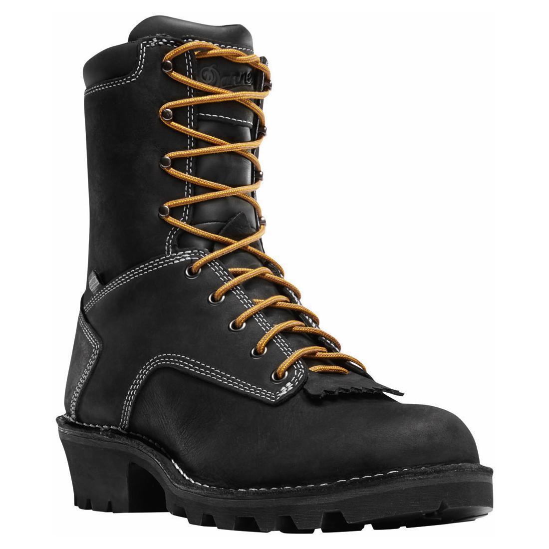 Logger 8 Soft Toe Work Boots for Men - Black Safety Shoes for Construction & Outdoor Work - Comfortable Non-Slip Work Boots for Heavy Duty Jobs