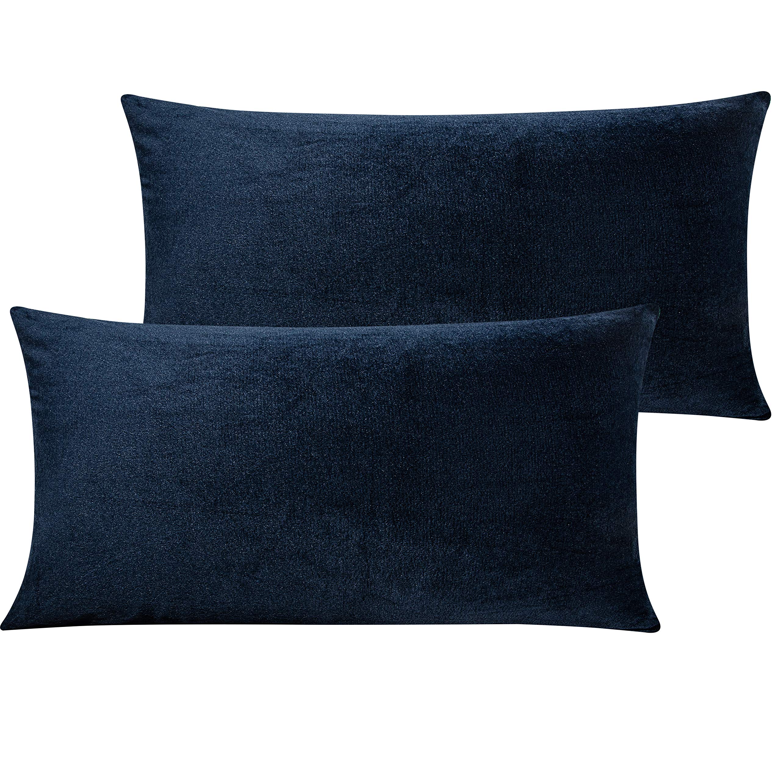 Premium Zippered Velvet King Size Pillowcases (20x36 Inches) - 2 Pack Soft Luxury Solid Color Bedding - Navy Blue - Perfect for Master Bedroom, Guest Room & Home Decor