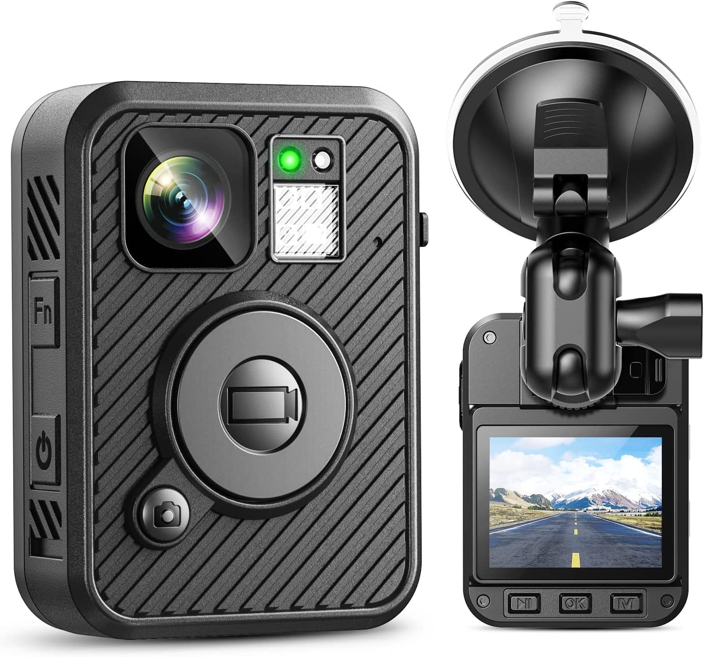 BOBLOV F2 2K Body Camera with GPS & WiFi - 64GB Wearable Police Camera with Dual Screens, Night Vision, Audio Recording - Ideal for Law Enforcement, Security Patrol, and Evidence Collection - Includes Car Suction Mount for Hands-Free Use