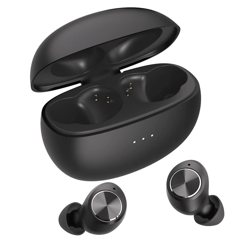 Kamon K12 Wireless Bluetooth Earbuds with Charging Case - Bluetooth 5.3, IPX7 Waterproof, Touch Control, Built-in Mic - HiFi Stereo Sound for iPhone 14/13, Samsung Galaxy - Perfect for Gym, Running & Daily Use (Black)