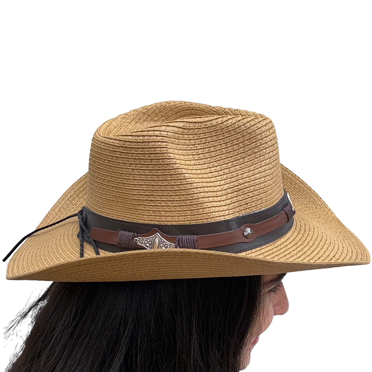 Stylish Straw Cowboy Hat for Men & Women - Classic Western Sun Hat with Wide Brim - Perfect for Rodeo, Beach, Outdoor & Country Events