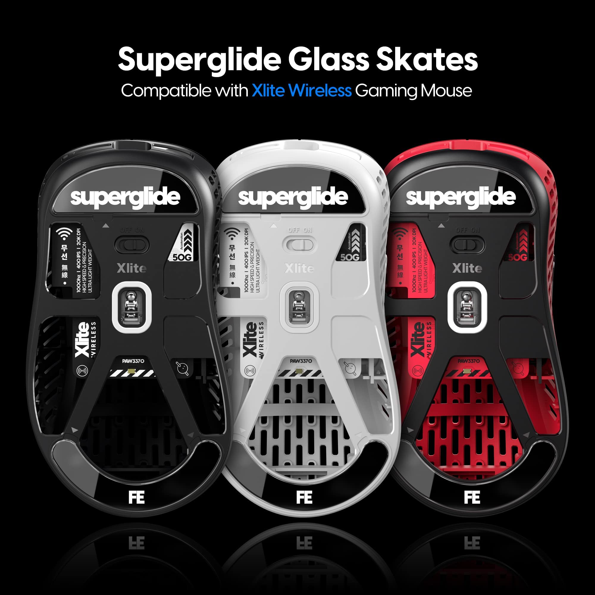 Ultra Smooth Glass Mouse Feet for Pulsar Xlite V2 & V2 Mini Wireless Gaming Mouse - Superglide Fastest Precision Skates with Durable Flawless Surface - Perfect for FPS, MOBA and Competitive Esports Gaming