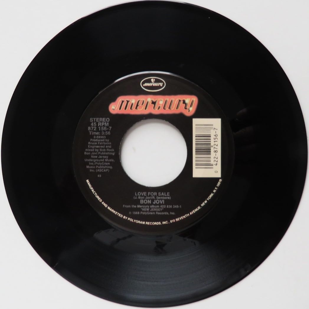 Born To Be My Baby b/w Love For Sale - Bon Jovi 45 RPM Vinyl Record | Classic Rock Collectible for Music Lovers & DJs