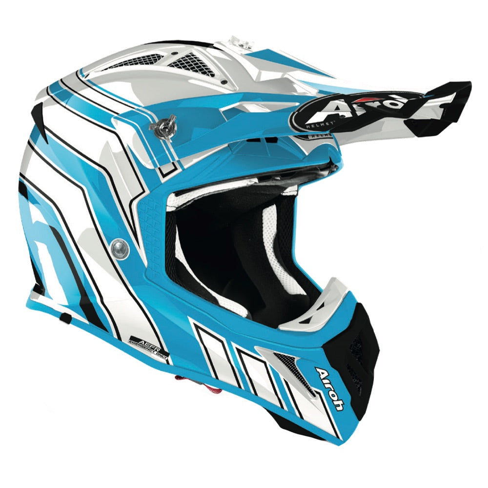 Airoh Aviator Ace Art Gloss Azure Motorcycle Helmet - Lightweight & DOT Certified for Street Riding, Racing & Urban Commuting