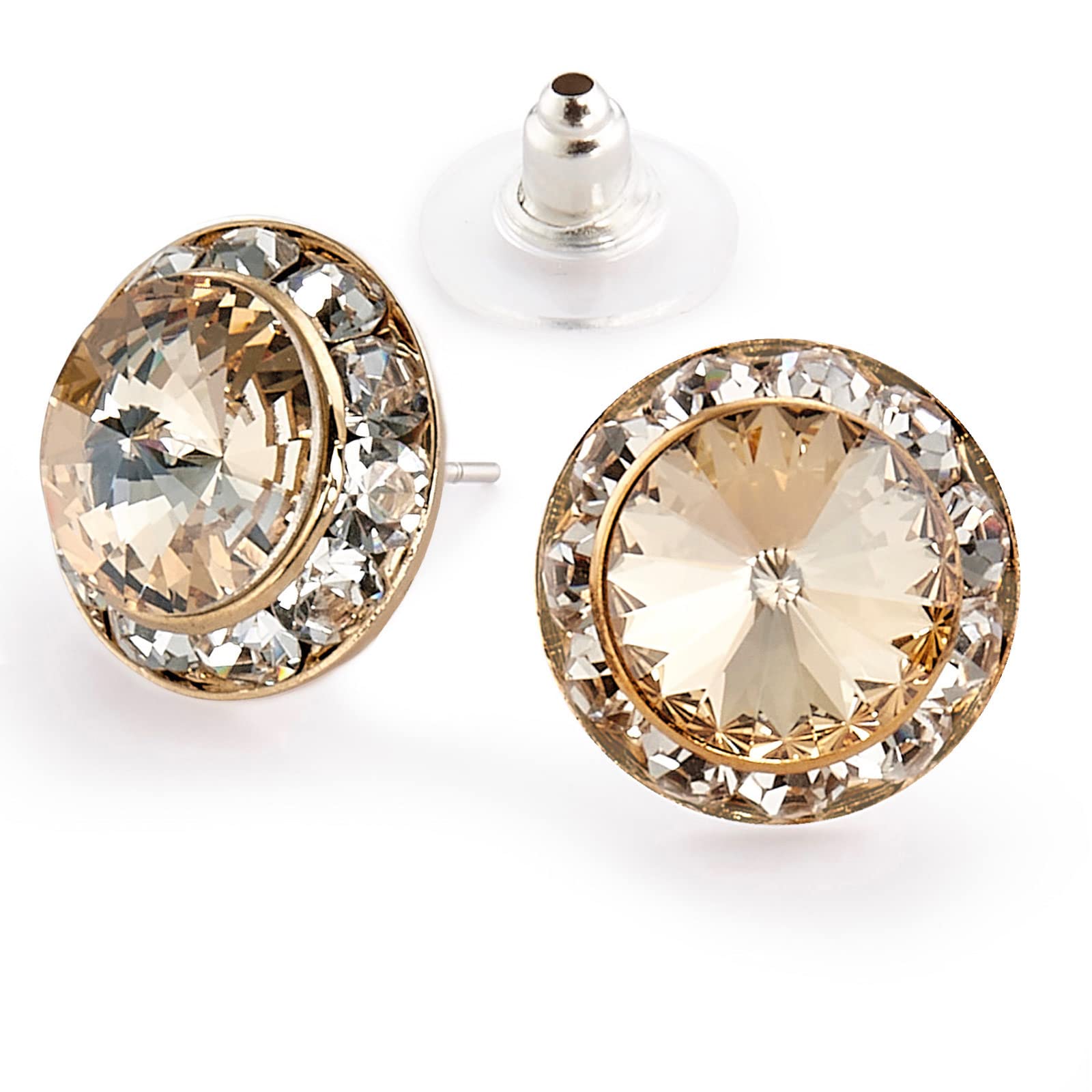 Sparkling Rhinestone Stud Earrings for Women - Elegant Crystal Pierced Earrings for Dance, Pageant, Prom, Wedding & Special Occasions | Perfect for Stage Performances, Pageants & Formal Events