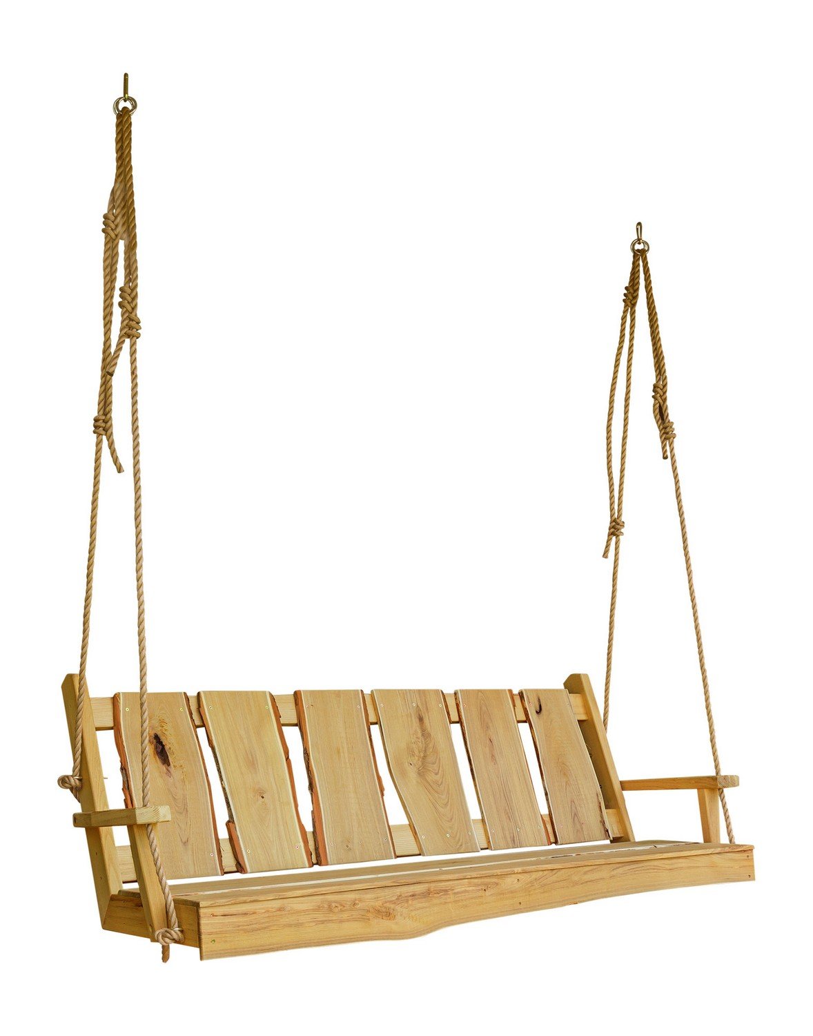 A&L Furniture Blue Mountain Timberland Swing with Rope - Heavy Duty Wooden Porch Swing for Outdoor Garden, Patio, Backyard Relaxation