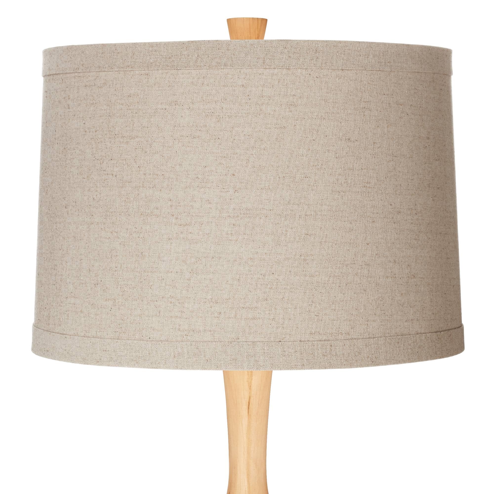 Color + Plus Great Falls Natural Linen Drum Shade Wexler Table Lamp - Modern Home Office & Bedroom Lighting Decor
