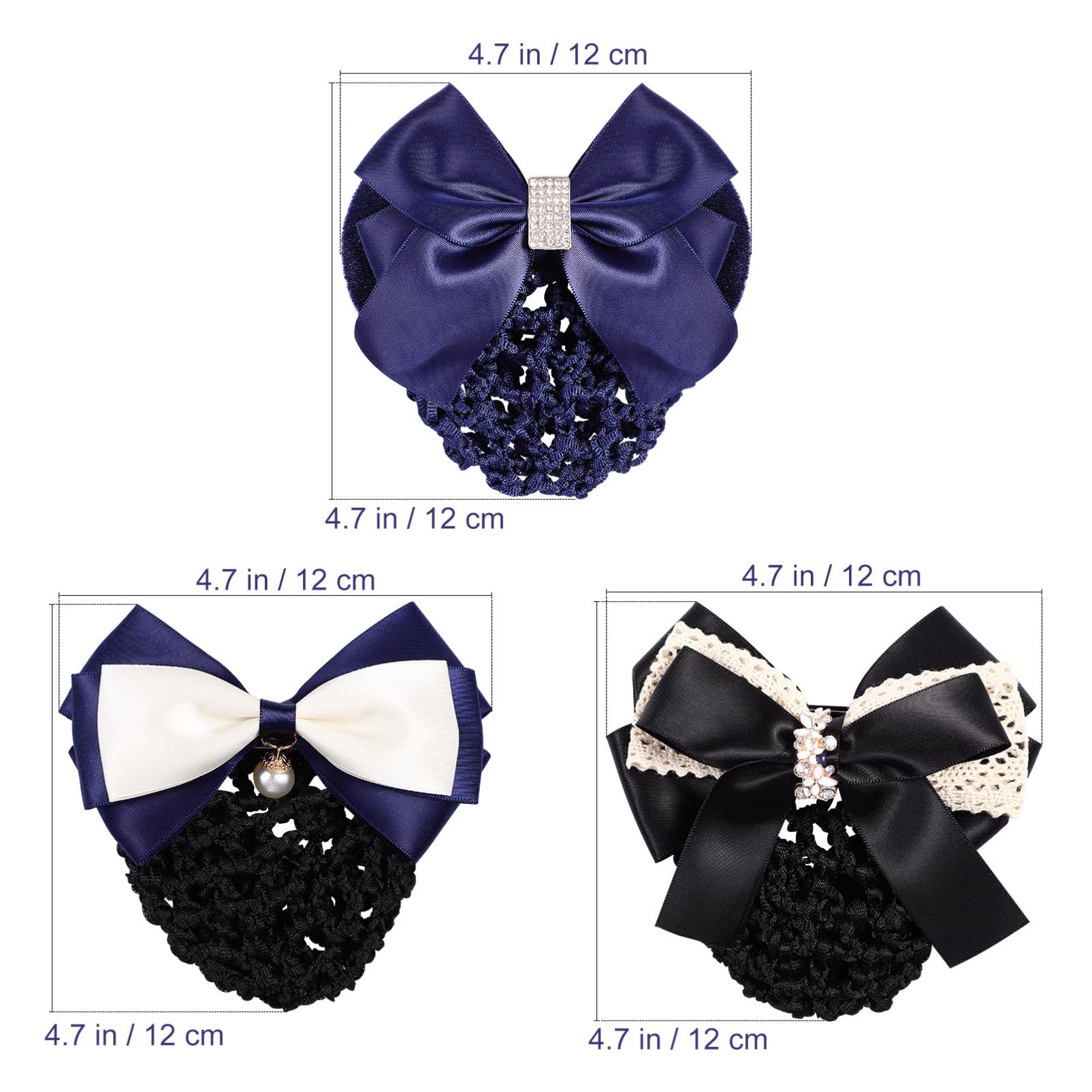 Beaupretty 3-Piece Women's Hair Bun Cover Set - Snood Hair Nets, Bowknot Hair Clips & Bun Covers for Girls & Ladies | Perfect for Weddings, Parties, Prom & Daily Styling