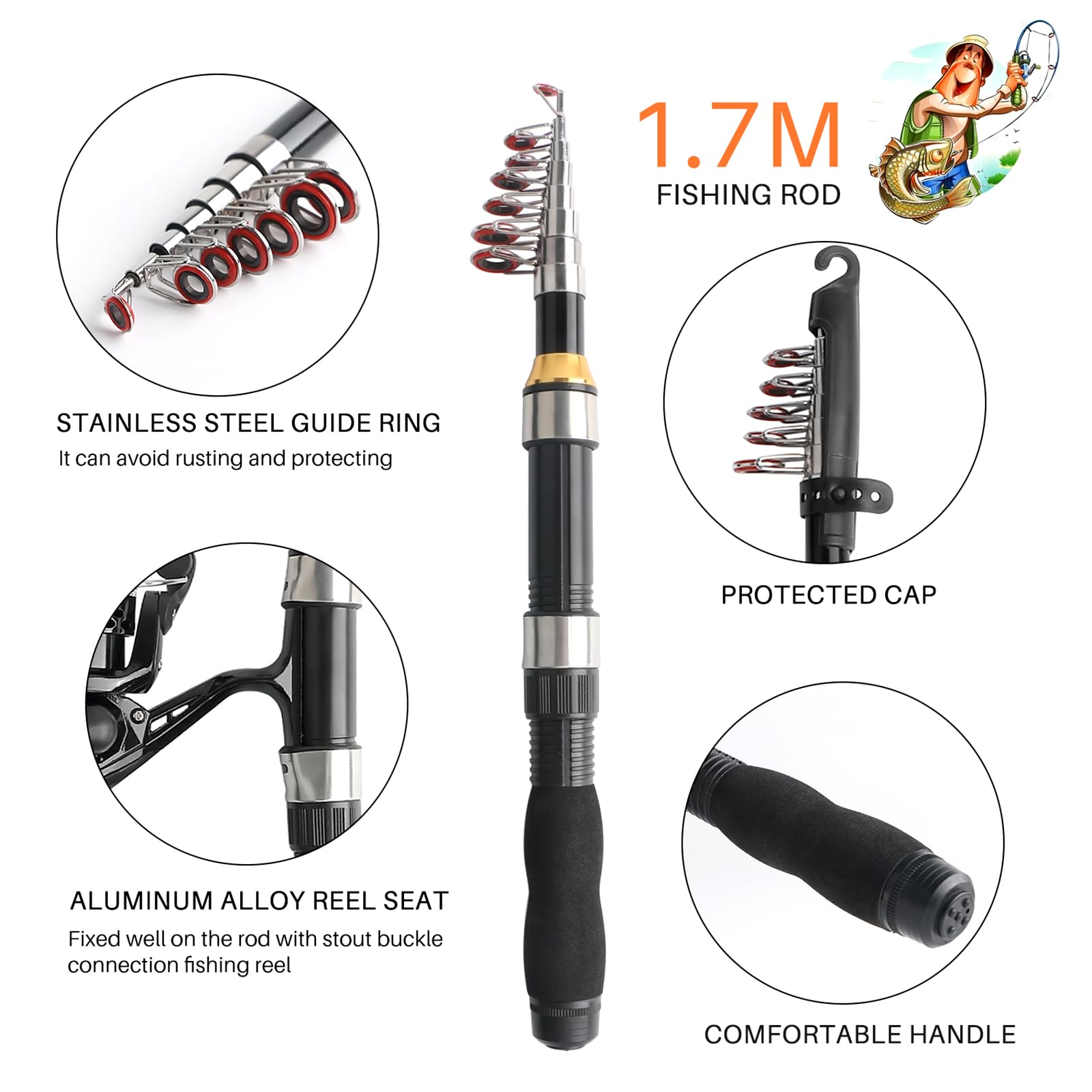 **Ultralight Telescopic Fishing Rod and Reel Combo with Tackle Bag - Complete Fishing Gear Kit for Beginners, Kids, Adults - Perfect for Saltwater & Freshwater Fishing, Camping, and Outdoor Adventures**