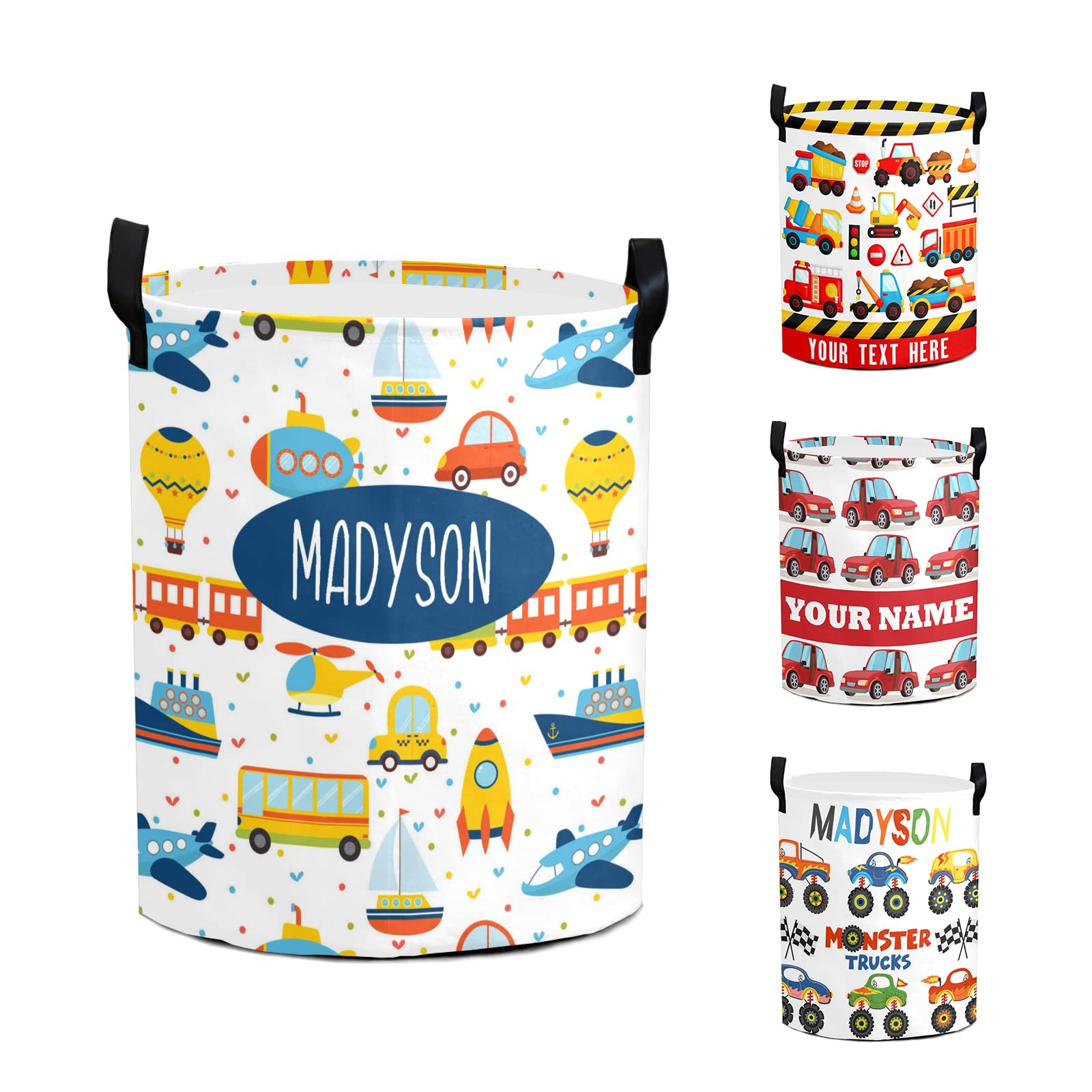 Personalized Baby Laundry Basket for Boys & Girls - Custom Collapsible Laundry Hamper with Handle, Storage Organizer for Nursery, Bathroom, Bedroom & Living Room Decor (Car Design) - Perfect for Baby Showers, Kids' Rooms & Home Organization