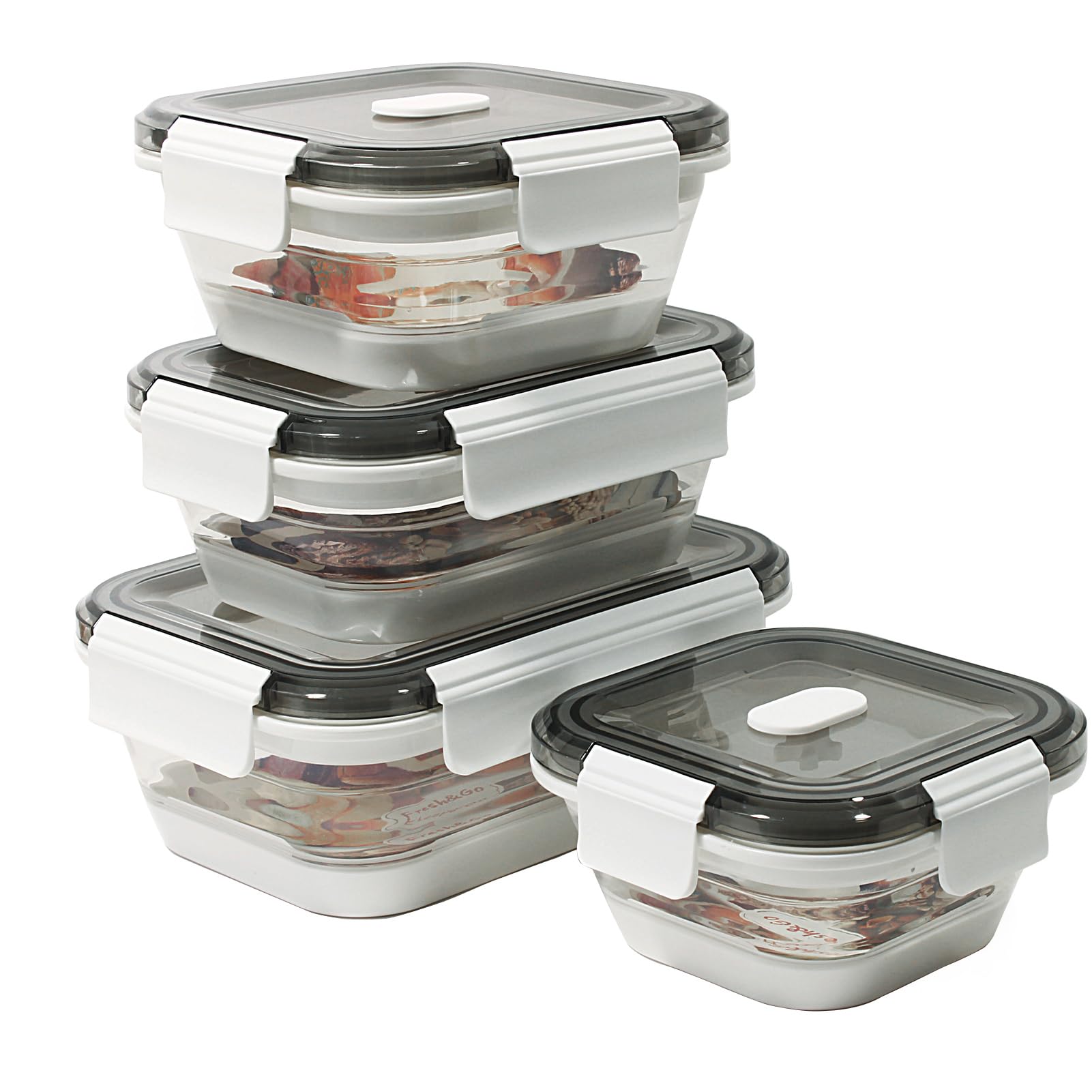Collapsible Food Storage Containers with Lids - 4-Piece Set, BPA Free, Microwave, Freezer & Dishwasher Safe, Leakproof Rectangular Containers for Meal Prep, Leftovers & On-the-Go Lunches