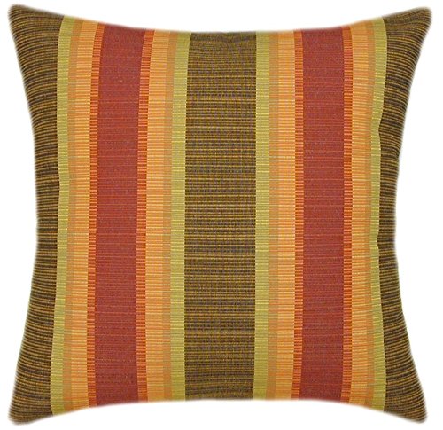 Sunbrella Dimone Sequoia Indoor Outdoor Striped Patio Cushion Pillow 14x14 Small - Waterproof Weather-Resistant Decorative Throw Pillow for Porch, Garden, Poolside & Outdoor Furniture