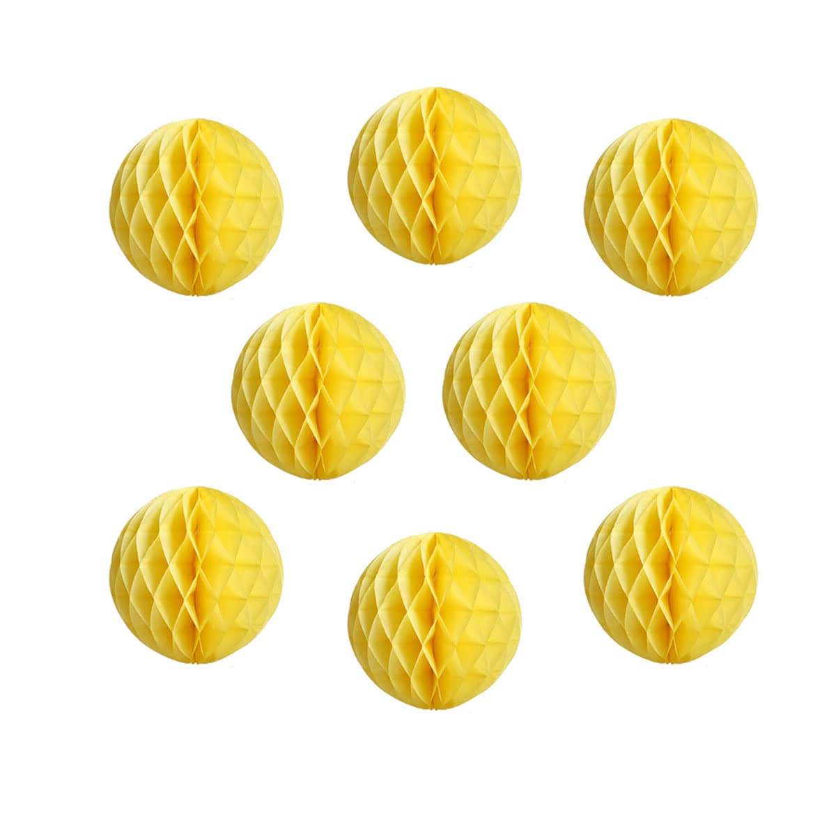 8pcs 8-inch Yellow Paper Honeycomb Balls - Decorative Tissue Pom Poms for Birthday Party, Wedding, Baby Shower, Nursery & Home Decor | Perfect for Ceiling Hanging, Table Centerpieces & Photo Backdrops