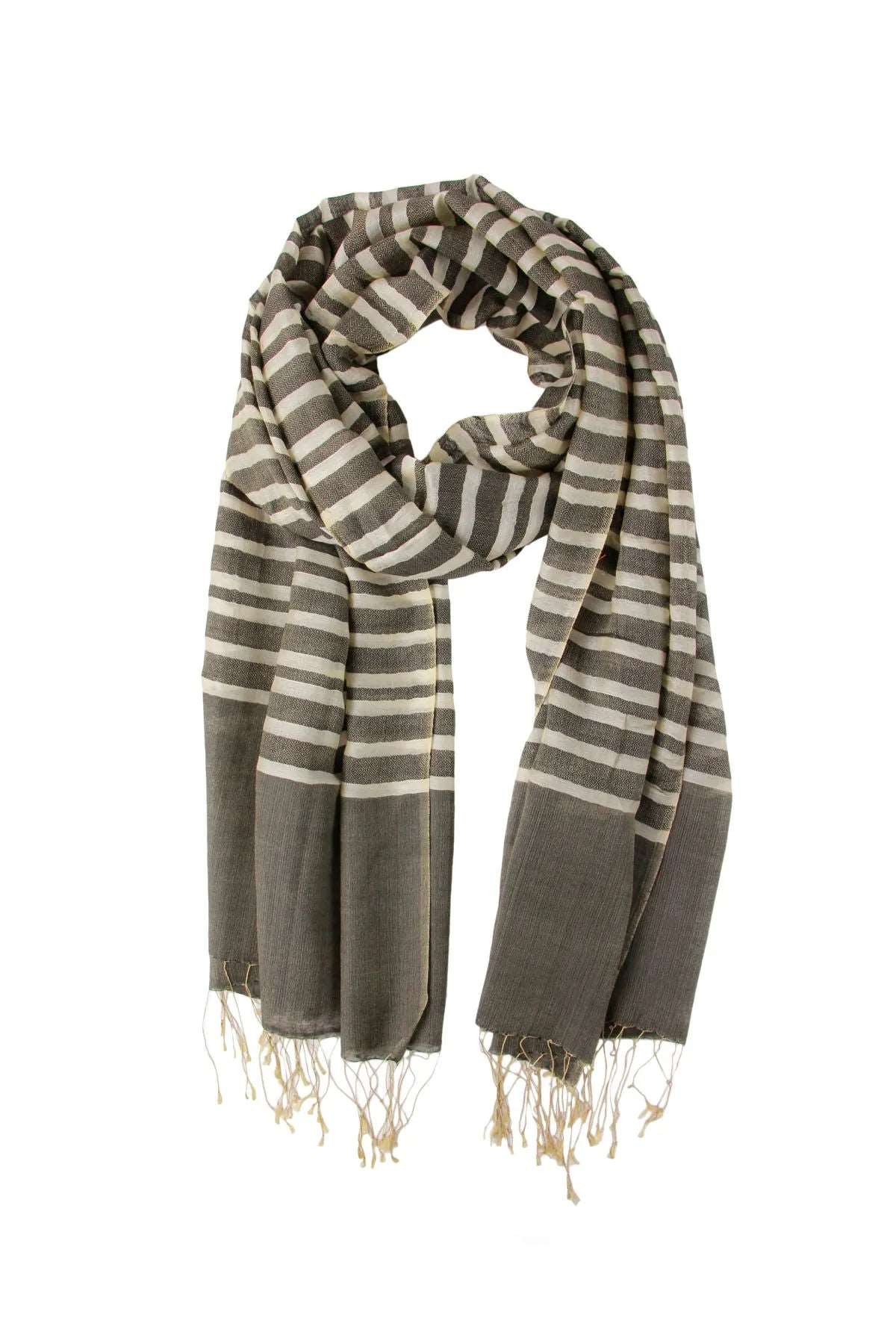 Camille Striped Lightweight Printed Scarf With Fringe - Soft Fashion Accessory for Women, Perfect for Spring Outfits, Office Wear & Travel Essentials