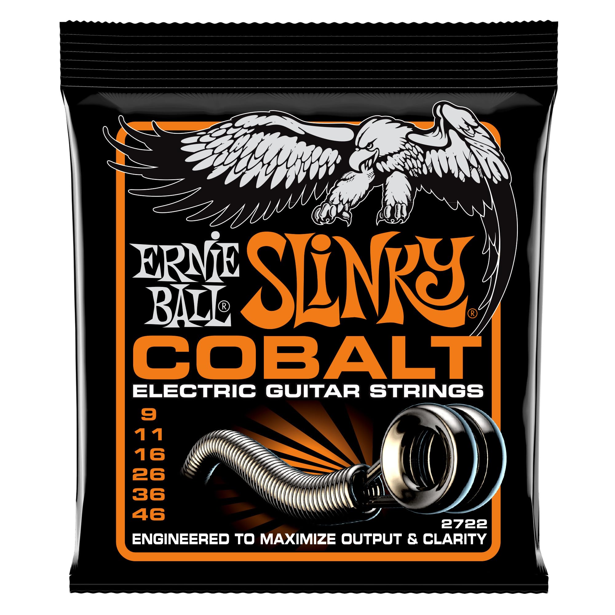 Ernie Ball Hybrid Slinky Cobalt Electric Guitar Strings 9-46 Gauge (P02722) - Premium Nickel Plated Steel for Bright Tone & Durability - Perfect for Rock, Blues & Metal Guitarists in Studio & Live Performances