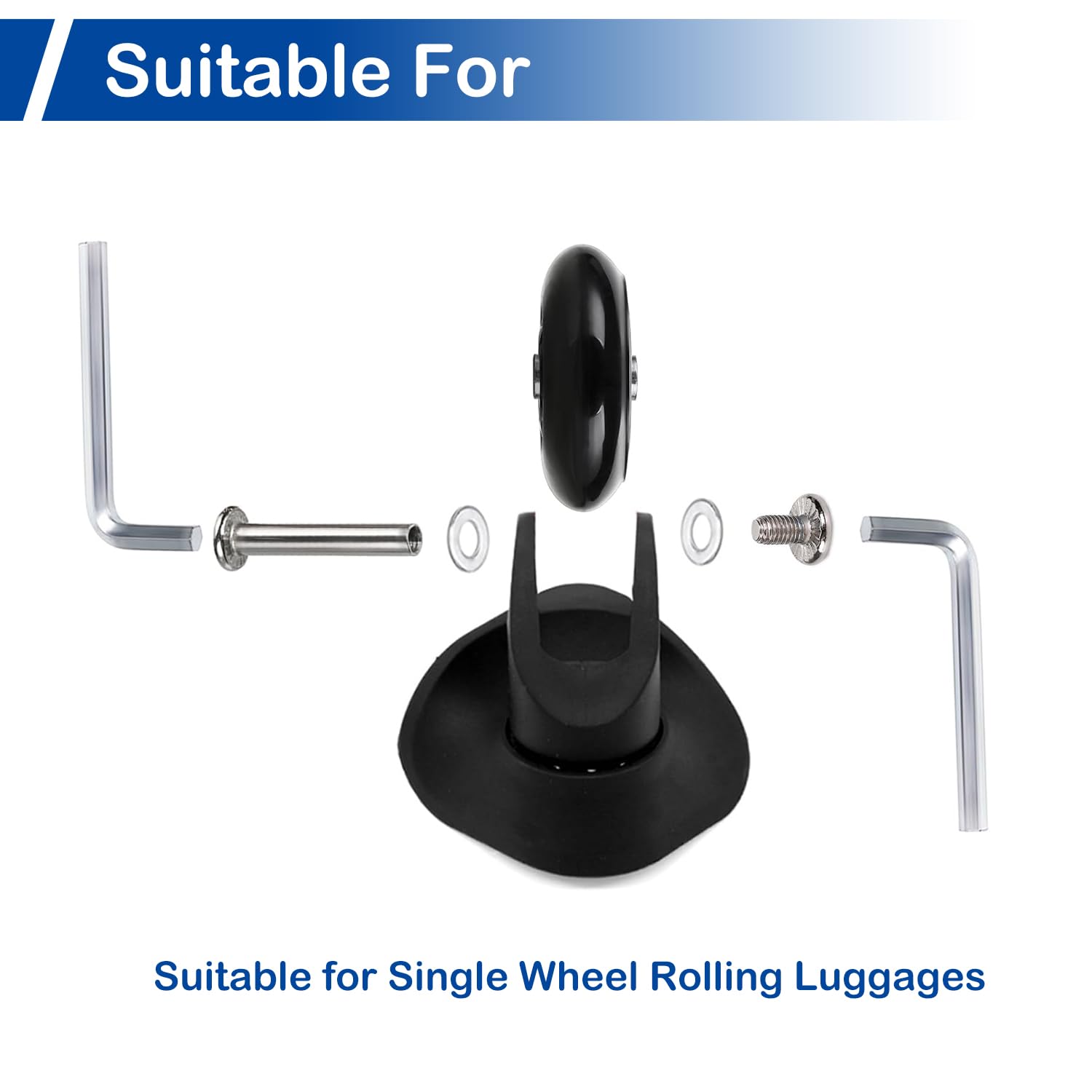 MroMax 4Pcs 1.65 Inch (42x19mm) Luggage Replacement Wheels - Durable Rubber Suitcase Repair Wheels for Travel Luggage, Carry-On Bags & Spinner Cases - Easy DIY Fix for Smooth Rolling