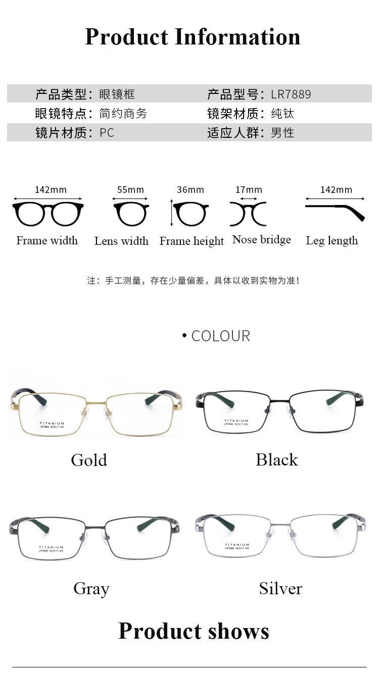 Bclear Men's Full Rim Square Titanium Eyeglasses LB7889 - Lightweight Durable Frame for Work, Reading & Everyday Use