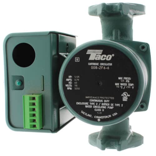 Taco 008 Cast Iron Circulator Pump 1/25 HP - High Efficiency Hot Water Recirculation for Home Heating Systems & Radiant Floor Heating