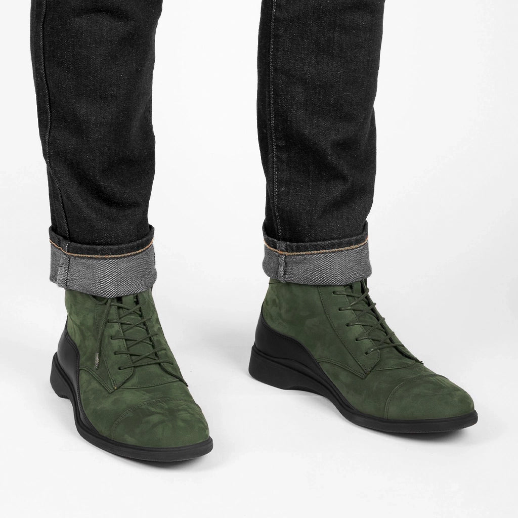 Men's Olive Leather Ankle Boots - Comfortable & Stylish Casual Shoes for Walking, Hiking & Outdoor Adventures